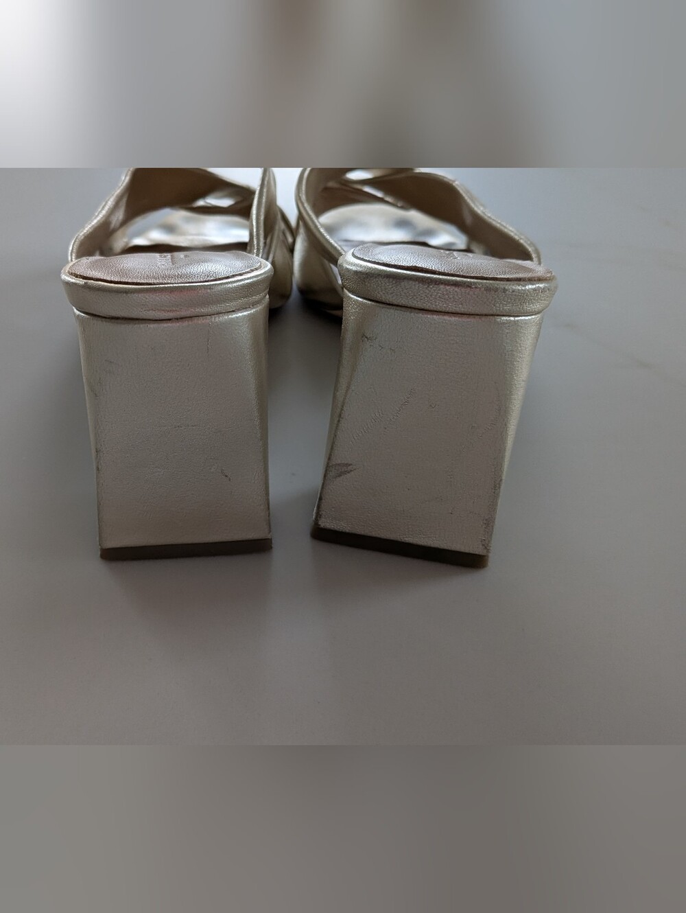 Banana Republic Brushed Gold Block Heel Sandals, Size 8 - Picture 4 of 6